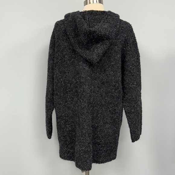 ANTHROPOLOGIE x LOOK BY M One Size O/S Wool Blend Longline Hooded Cardigan Black - Picture 2 of 9